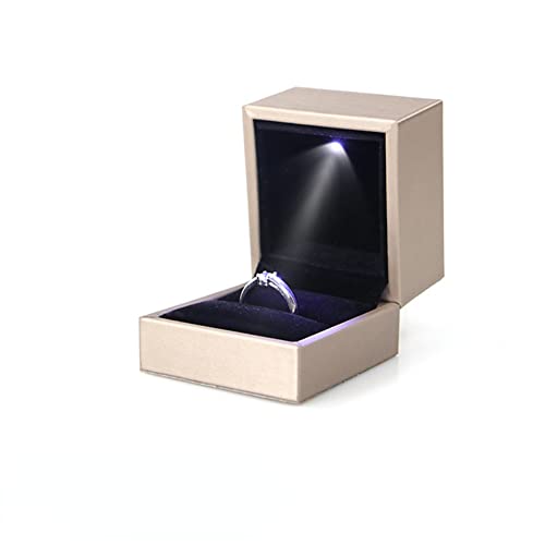 anso LED-Leuchtende Schmuckschatulle mit Anhänger, Geschenkbehälter, Armband, Schmucketui mit Licht (Gold, Ringschachtel) von anso