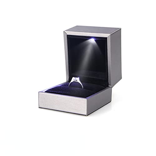 anso LED-Schmuckkästchen für Anhänger, Geschenkbehälter, Armband, Schmuckkästchen mit Licht (Silber, Ringschatulle) von anso