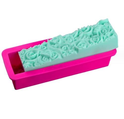 anso Rosenbrotform, 625 ml, Blumen-Silikon-Seifenformen, 3D-geprägt, Basteln, rechteckige Harzgussformen (Rose) von anso