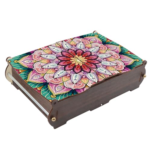 antor Aufbewahrungsbox aus Holz mit Mandala-Design, dekorativer Schmuck-Organizer für Zuhause, Schreibtisch, Geschenke, Andenken, 24,8 x 15,9 x 6,8 cm von antor