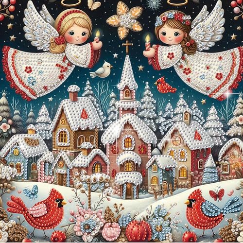 antor Diamond Painting Weihnachtsengel schützendes Schneedorf mit roten Rotkehlchen, 5D DIY spezielle geformte Diamantkunst-Kit für Erwachsene, Kristall-Strass-Diamantmalerei, Urlaub, Winter, Zuhause antor Diamond Painting Weihnachtsengel schützendes Schneedorf mit roten Rotkehlchen, 5D DIY spezielle geformte Diamantkunst-Kit für Erwachsene, Kristall-Strass-Diamantmalerei, Urlaub, Winter, Zuhause von antor