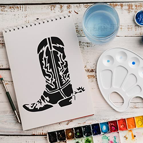 Schablone Cowboy Schuhe v1 Design Stencil DIY Airbrush Muster Wandgestaltung Sprühschablone 15 x 15 cm von anygoods