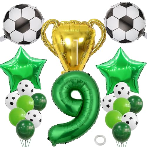 Fussball Deko Geburtstag Kinder 9 Jahr Folienballon,Geburtstagsdeko 9 Jahr Junge,Latex Fußball Ballons Grün,24 Pcs Fussball Luftballonset mit zahl 9 Luftballon Und Trophäe Folienballon Geburtstag Deko Fussball Deko Geburtstag Kinder 9 Jahr Folienballon,Geburtstagsdeko 9 Jahr Junge,Latex Fußball Ballons Grün,24 Pcs Fussball Luftballonset mit zahl 9 Luftballon Und Trophäe Folienballon Geburtstag Deko von anyìshwu
