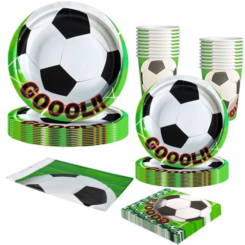 Fußball Partygeschirr Set, Fussball Geburtstag Deko, Fußball Partygeschirr Kindergeburtstag Deko Set, Fussball Deko Partyzubehör Enthält Teller Servietten Tasse Tischdecke für 20 Gäste Fußball Partygeschirr Set, Fussball Geburtstag Deko, Fußball Partygeschirr Kindergeburtstag Deko Set, Fussball Deko Partyzubehör Enthält Teller Servietten Tasse Tischdecke für 20 Gäste von anyìshwu