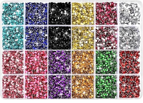 18000 Stück Strasssteine mit flacher Rückseit,12 Farben: 2 mm und 4 mm Strasssteine für Nägel Kristall-Glitzersteine-Set für DIY Nägel Handwerk Diamond Painting Kunsthandwerk mit Picking-Pinzette und von anyuan boy