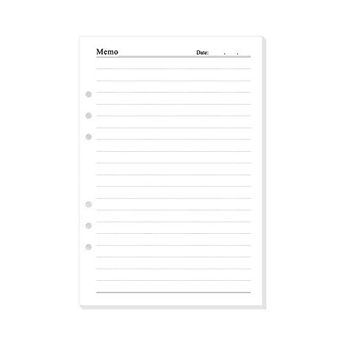Liniertes Papier, linierte Einlagen, 6 Löcher, A5, Planer, Nachfüllblätter, 6-Ring, für Ordner, Tagebuch, Notizbuch Liniertes Papier, linierte Einlagen, 6 Löcher, A5, Planer, Nachfüllblätter, 6-Ring, für Ordner, Tagebuch, Notizbuch von aoory