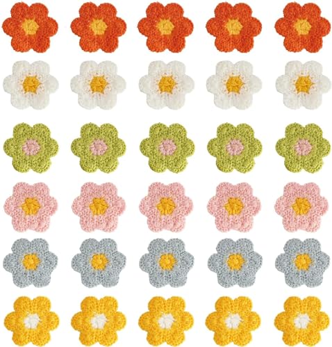 30 x Blumen-Aufnäher in 6 Farben, zum Aufnähen, Häkeln, für Kleidung, Kleid, Jeans, Jacken, Hüte, Schuhe, Taschen 30 x Blumen-Aufnäher in 6 Farben, zum Aufnähen, Häkeln, für Kleidung, Kleid, Jeans, Jacken, Hüte, Schuhe, Taschen von aoukoslt