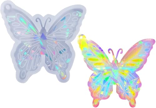 Transparente Schmetterlings-Silikonform, holografische Harze, Silikonform, Harz, Schlüsselanhänger-Form, DIY-Schmuckgussformen, Harzgussformen, Perlen- und Schmuckherstellung, Harz von aoukoslt