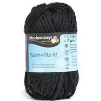 Filzwolle Wash + Filz-it - Black, Farbe 01 von Schwarz