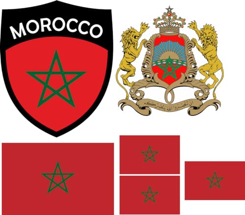 Marokko Bügelbild T-Shirt Druck Transferbügeln 6 Stück - Transfer Bügelmotiv einfach Patches aufbügeln DIY Flicken - WM EM Sport 059 von aprom