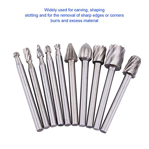 10pcs Hochgeschwindigkeits -Stahl -Burrs - -Dateien Holzbearbeitung Werkzeugset mit 3 Mm Rund Schaft, für Holz, Plastik, Schnitzen von aqxreight