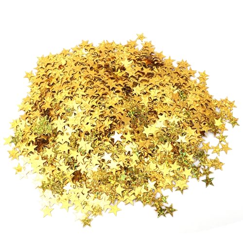 4000 Stück 10 Mm PVC-Stern-Tischkonfetti, Kleidungszubehör, Streusel für Weihnachten, Hochzeit, Geburtstag, Party, Dekoration, Silber (Lasergold) von aqxreight