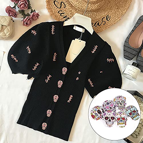 50pcs Holzschädelknöpfe DIY Basteln Nähen Vorräte Kleidungsdekoration Accessoires Holzknöpfe Schädel Knöpfe DIY NEWING SUPPLYS Kleidungszubehör Tuch (Gemischt 1) (Gemischt 2) von aqxreight