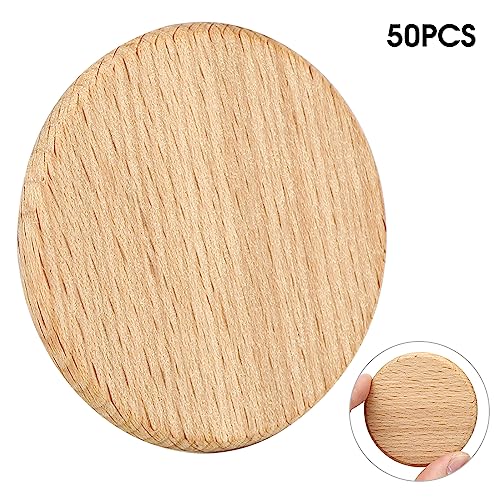 50pcs Runde Hölzerne Leere Scheiben Buchenchip No Loch DIY Hand Gemachtes Dekorationszubehör (3,8 cm) (6cm) von aqxreight