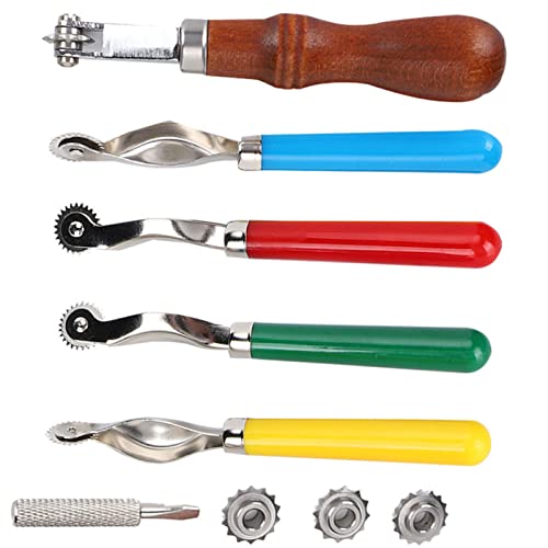5pcs Leder überstitch Markieren Radhandgefertigtes Schriftstellerpunkt Machen Sie das Werkzeugnäher -Abstandshalter Lederwaren, Lederkunstgepäckzubehör, um das Intervall des Stichs zu Bestimmen von aqxreight