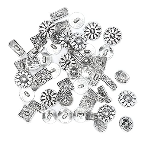 Buttonrr -Buttonclothing Accesso 50pcs Gemischt Antike Silberrunde Tetragonum Blume S R Kreativität Kleidung ZubehöR Eleganz. von Technischem R und Einem Belastbaren Angebot von aqxreight