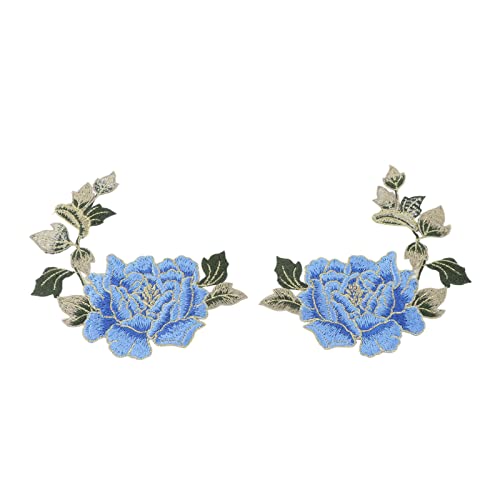 P Blume Stickereiflecken Schöne Blumen Muster Bestickte Applikationen auf Flecken für DIY -Kleidung Gelb N, Nylon oder Stoffe. Blumensticker Patchspatches für (BLUE) von aqxreight