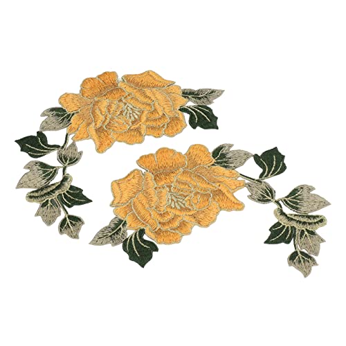 P Blume Stickereiflecken Schöne Blumen Muster Bestickte Applikationen auf Flecken für DIY -Kleidung Gelb N, Nylon oder Stoffe. Blumensticker Patchspatches für (YELLOW) von aqxreight