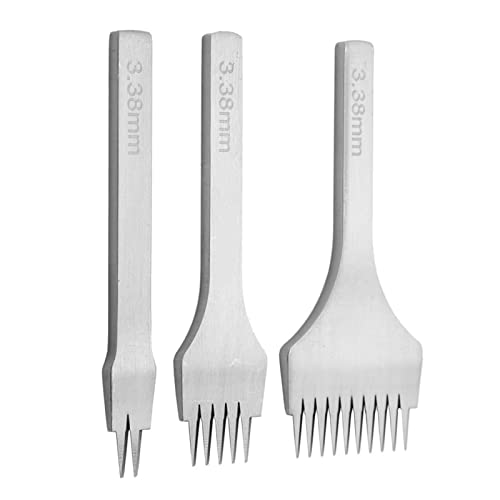 PU -Prong Tool Prong PU Hole Le White Steel 2/5/10 PU Prong Tool Set Schnürstich -Meißel Set für Lederhandwerk und von PU -Gebäude hergestellt. (Abstand 2,7 mm) (Abstand 3,0 mm) (Abstand 3,38 mm) von aqxreight