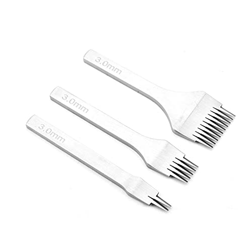 PU -Prong Tool Prong PU Hole Le White Steel 2/5/10 PU Prong Tool Set Schnürstich -Meißel Set für Lederhandwerk und von PU -Gebäude hergestellt. (Abstand 2,7 mm) (Abstand 3,0 mm) von aqxreight