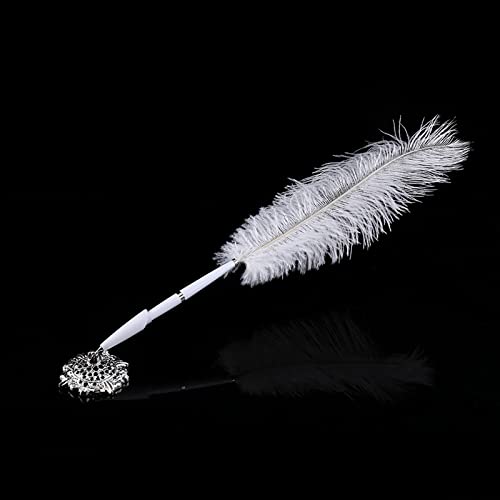 aqxreight 2 Farben Strauß Feather Hochzeits Quill Signing Kugelschreiber Stift mit Metallhalter Neu (Silberbasis) von aqxreight