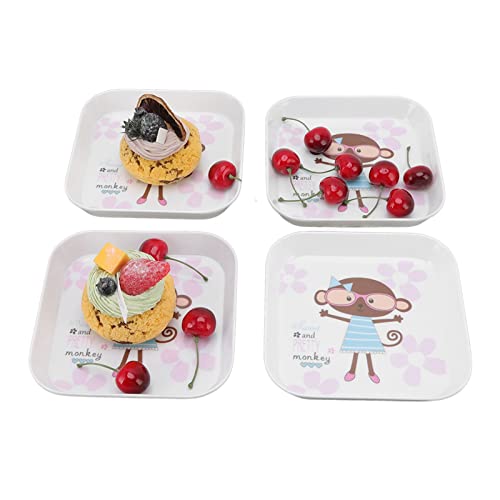 aqxreight 4-teilige, Vielseitige Melamin-Snackteller für Desserts-Früchte und das Servieren zu Hause oder Zum Essen (Affe) von aqxreight