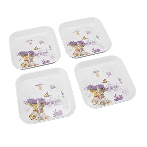 aqxreight 4-teilige, Vielseitige Melamin-Snackteller für Desserts-Früchte und das Servieren zu Hause oder Zum Essen (Lavendel) von aqxreight