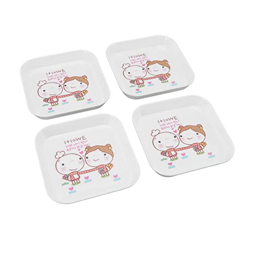 aqxreight 4-teilige, Vielseitige Melamin-Snackteller für Desserts-Früchte und das Servieren zu Hause oder Zum Essen (Liebhaber) von aqxreight