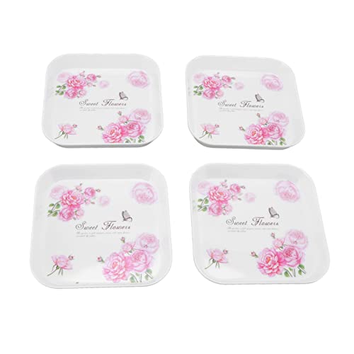 aqxreight 4-teilige, Vielseitige Melamin-Snackteller für Desserts-Früchte und das Servieren zu Hause oder Zum Essen (Rose) von aqxreight