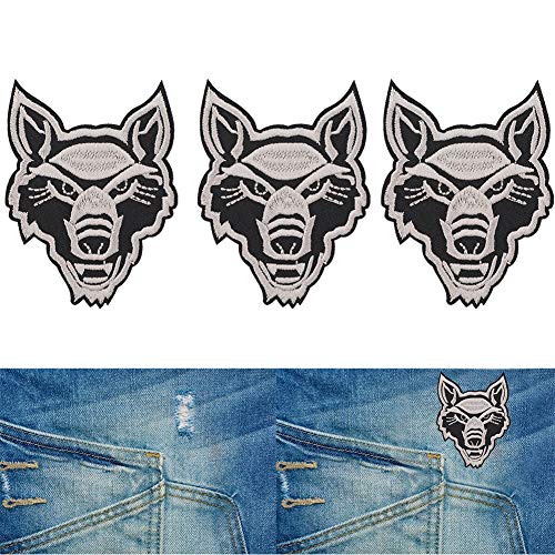 aqxreight 6pcs Niedlich Wolf Cub Patch Wolf Kopf Eisen auf Applique DIY T -Shirt -Kleidung Stoff Aufkleber Grauer Wolfkopf (Grauer Wolfkopf) von aqxreight