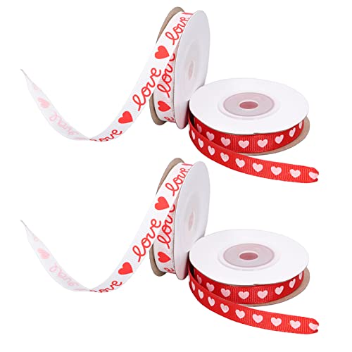 aqxreight Elegante Herzgedruckte Bänder für Hochzeiten Geschenke und Handwerk - 4 Rollen des Valentinstags -Satinbandes aqxreight Elegante Herzgedruckte Bänder für Hochzeiten Geschenke und Handwerk - 4 Rollen des Valentinstags -Satinbandes von aqxreight