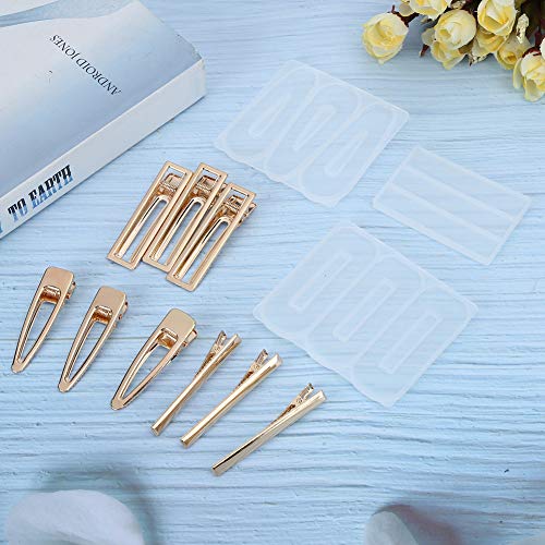 aqxreight Haarnadel Guss DIY Haar Barrettes Silikonform Haare Clamp/Holder Mold Streifen Schmuckform Form (3 Formen + 3 Haarnadelzubehör aus Metall) von aqxreight