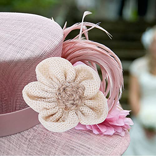 aqxreight Handgefertigte Jute -Blumendekor für Hochzeiten und DIY -Projekte mit Vintage Rose Design (7 cm Fünf-Petal-Sackoterblume Beige) von aqxreight