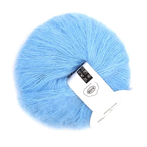 aqxreight Weiches Mohair -Strickgarn -Set Luxuriöse Angora Wolle in 12 Farben für Ihre Handwerksbedürfnisse (08 Hellblau) von aqxreight