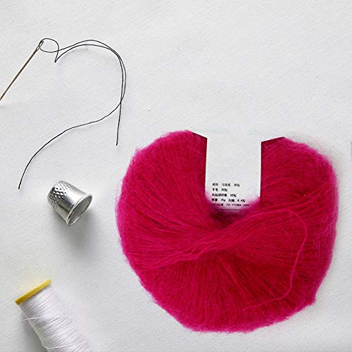 aqxreight Weiches Mohair -Strickgarn -Set Luxuriöse Angora Wolle in 12 Farben für Ihre Handwerksbedürfnisse (14 Rose Rot) von aqxreight