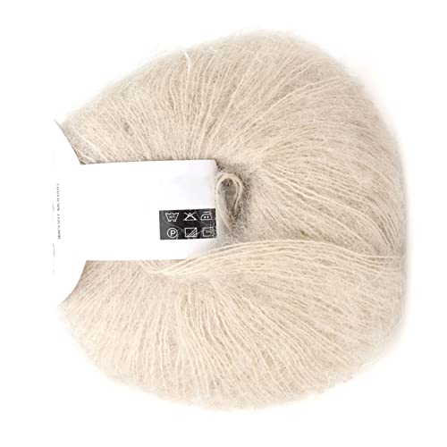 aqxreight Weiches Mohair -Strickgarn -Set Luxuriöse Angora Wolle in 12 Farben für Ihre Handwerksbedürfnisse (17 Beige) von aqxreight