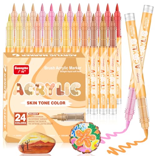 24 Farben Hauttöne Acrylstifte, Acrylstifte für Steine Wasserfest, Wasserfeste Pinselmarker für Hauttöne und Porträtmalerei, Acrylfarben Marker für Holz, Glas, Papier, Keramik 24 Farben Hauttöne Acrylstifte, Acrylstifte für Steine Wasserfest, Wasserfeste Pinselmarker für Hauttöne und Porträtmalerei, Acrylfarben Marker für Holz, Glas, Papier, Keramik von ariel-gxr