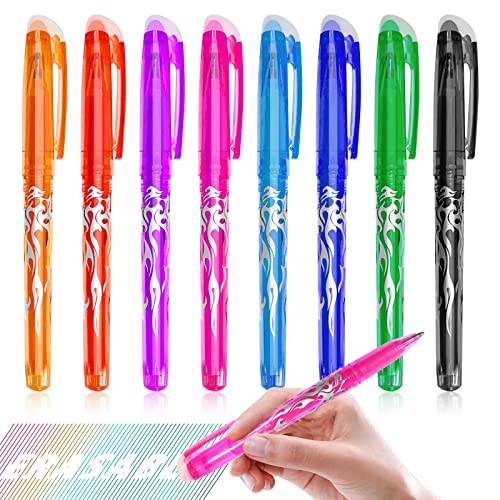 8 Stück Radierbarer Kugelschreiber, Radierbarer Gelschreiber 0, 5mm Tintenroller Radierbar, Löschbare Gelstifte für Kinder, Studenten - 8 Farben von ariel-gxr