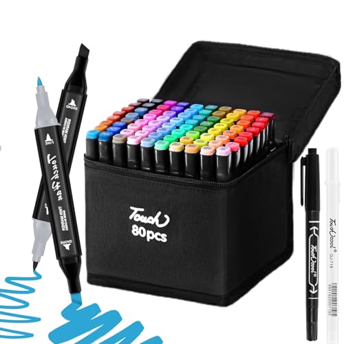 80 Farben Alcohol Marker, Doppelspitze Alkohol Stifte Set, Marker Stifte, 2 Sekunde Schnell Trocknende Art Filzstifte, Filzstifte für Erwachsene, Graffiti Stifte für Manga, Design, Malerei, Zeichnung von ariel-gxr