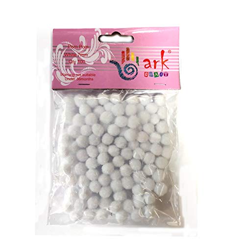 arkCRAFT KID 0040 Pompons, 7 mm, Weiß, 100 Stück von arkCRAFT