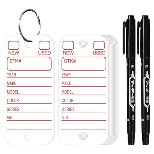 arlote PVC-Anhänger mit Etiketten und Ringen, Autoschlüsselanhänger Zur Organisation, Identifikation und Gepäckanhänger mit Markierungen, 200 Stück, von arlote