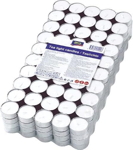 aro Teelichter/Kerze, weiß, ohne Duft, 200 Stück, 4 Stunden Brenndauer, aus Paraffinwachs, für Stövchen, Deko, Gastronomie, Outdoor, Party, und Windgläser, 37.5 mm aro Teelichter/Kerze, weiß, ohne Duft, 200 Stück, 4 Stunden Brenndauer, aus Paraffinwachs, für Stövchen, Deko, Gastronomie, Outdoor, Party, und Windgläser, 37.5 mm von aro