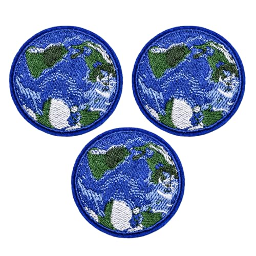 3 Stück Blue Earth World bestickte Aufnäher zum Aufbügeln, Stickerei, Nähen, runde Applikationen 3 Stück Blue Earth World bestickte Aufnäher zum Aufbügeln, Stickerei, Nähen, runde Applikationen von arrderly