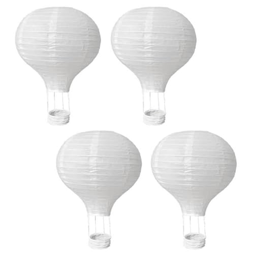 4 Stück Heißluftballon Papierlampion, Weiß Papier Laterne Dekorative, eiß Classic Bamboo Style für Hochzeit Feier Geburtstag Party (10", 20 cm) von arrderly