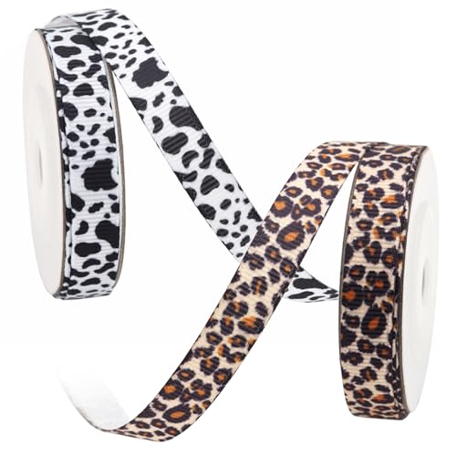 arrderly Leopardenmuster & Kuhmuster Satinband, 1 cm x 4,5 m, 2 Rollen, für Geschenke, Bastelarbeiten & Partys arrderly Leopardenmuster & Kuhmuster Satinband, 1 cm x 4,5 m, 2 Rollen, für Geschenke, Bastelarbeiten & Partys von arrderly