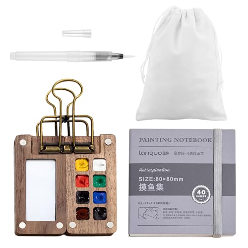 arrderly Tragbare Aquarellpalette, Mini-Reisefarben-Set mit 8 Fächern, Holz, Braun, Klassisch, Aquarellmalbox, Malwerkzeug-Set arrderly Tragbare Aquarellpalette, Mini-Reisefarben-Set mit 8 Fächern, Holz, Braun, Klassisch, Aquarellmalbox, Malwerkzeug-Set von arrderly