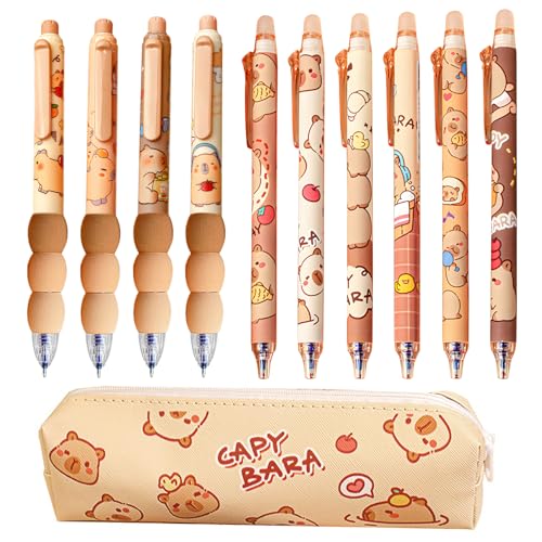 arrderly Capibara 10 radierbare Cartoon-Kugelschreiber, einziehbare Gelstifte, radierbare Gelstifte, Set für Kinder, Studenten, Schule arrderly Capibara 10 radierbare Cartoon-Kugelschreiber, einziehbare Gelstifte, radierbare Gelstifte, Set für Kinder, Studenten, Schule von arrderly