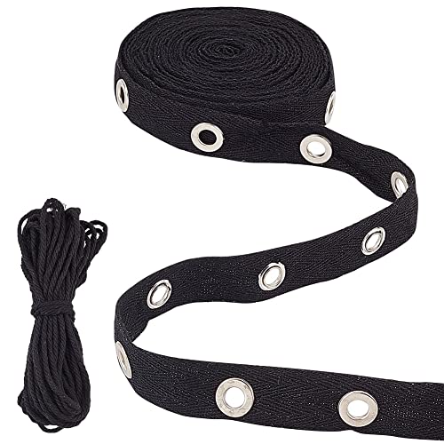 arricraft 5 Yards Ösenband Schwarz, Silberne Metallösen-Baumwollbänder, Schwarze Breite Baumwollschnurfäden Zum Nähen, Basteln, Herstellen von Kordelzug, Baumwolltülle arricraft 5 Yards Ösenband Schwarz, Silberne Metallösen-Baumwollbänder, Schwarze Breite Baumwollschnurfäden Zum Nähen, Basteln, Herstellen von Kordelzug, Baumwolltülle von arricraft