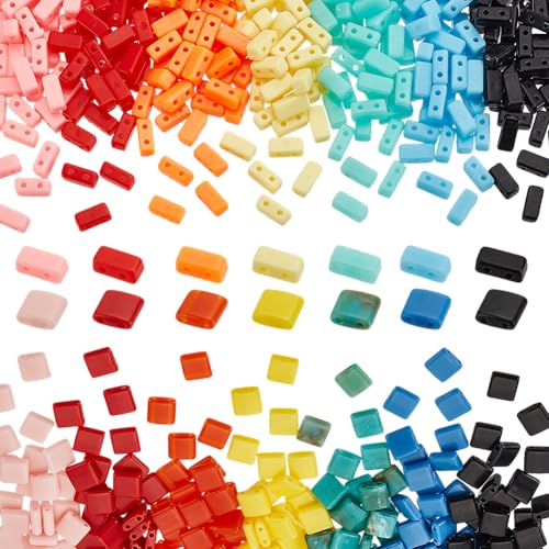 arricraft, 560 Stück, Acryl-Rocailles-Perlen Mit 2 Löchern, 7 Farbe, 2 Größen, Tila-Perlen, Rechteckige Mini-Perlen, Flache Quadratische Perlen, Rocailles-Perlen, Verbinder Für Mehrere arricraft, 560 Stück, Acryl-Rocailles-Perlen Mit 2 Löchern, 7 Farbe, 2 Größen, Tila-Perlen, Rechteckige Mini-Perlen, Flache Quadratische Perlen, Rocailles-Perlen, Verbinder Für Mehrere von arricraft