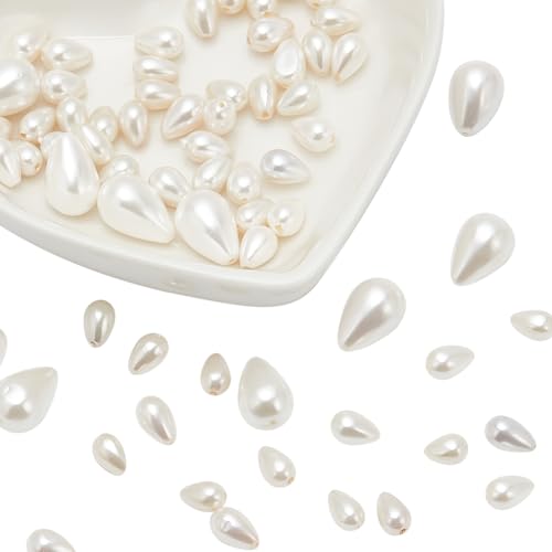 arricraft, 70 Stück, Natürliche Perlen In Tropfenform, 3 Größe, Weiß, Poliert, Glänzend, Lose Perlen, Natürliche Muschelperlen, Wassertropfenperlen, Perlen Für Die Herstellung von arricraft